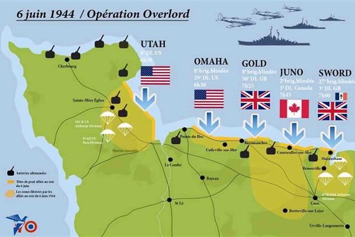 carte plages débarquement operation overlord
